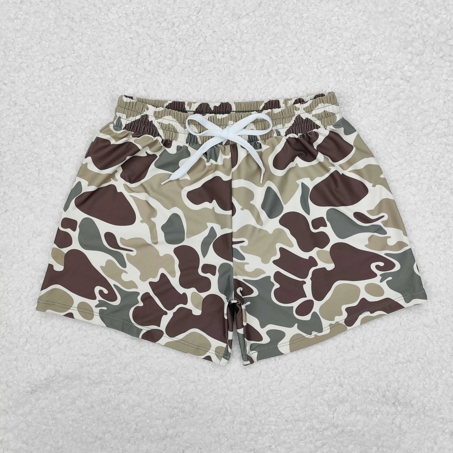 Wholesale Children Summer Grey Camo Print Swimsuit Kid Stretchy Swimwear Infant Matching Baby Boy Girl Swimming Trunks Shorts