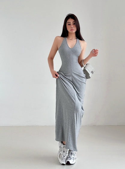 Racerback Tank Top Dresses Chest Large Waist Fold Black Sexy Dress Elegant For Women Fashion Sexy Women Robe 2024 New 4BMV