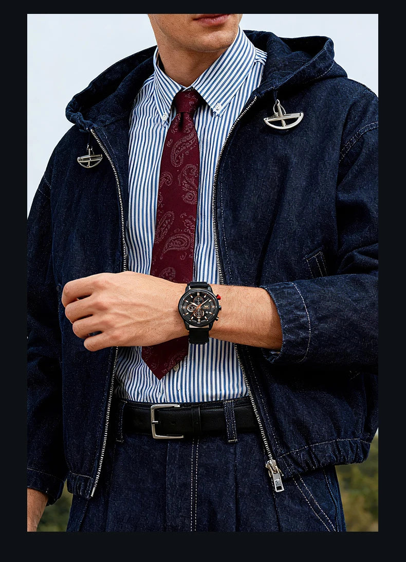 OPK 6083 Men's Quartz Watch Leathar Strap Luxury Luminous 30m Waterproof Modern Business Watches For Men