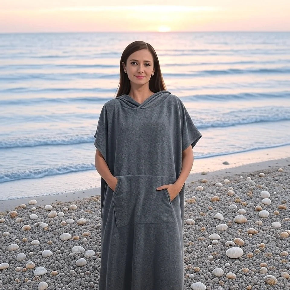 Unisex Oversized Quick Dry Poncho Hoodie Towel Beach Robe Swim Surf Changing Towel Loungewear Pajamas for Adults