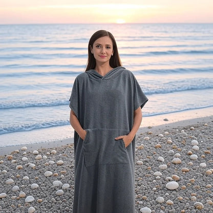 Unisex Oversized Quick Dry Poncho Hoodie Towel Beach Robe Swim Surf Changing Towel Loungewear Pajamas for Adults
