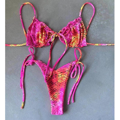 BIQIUYYI Brazilian Sexy Micro Mini Thong Bikini Set Summer Bandage Swimsuit Women Pleated Bathing Suit Beachwear Halter Biqiuni