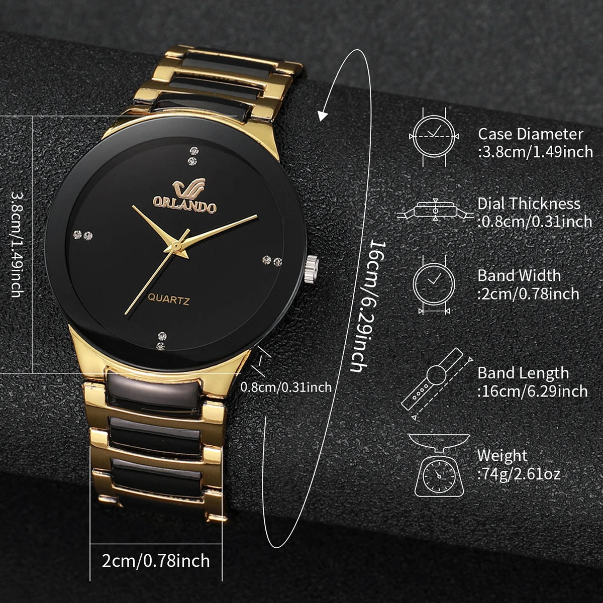 1/3PCS Luxury Men Business Watches Fashion Stainless Steel Strap Quartz Wristwatch Reloj Hombre
