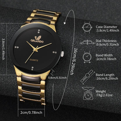 1/3PCS Luxury Men Business Watches Fashion Stainless Steel Strap Quartz Wristwatch Reloj Hombre