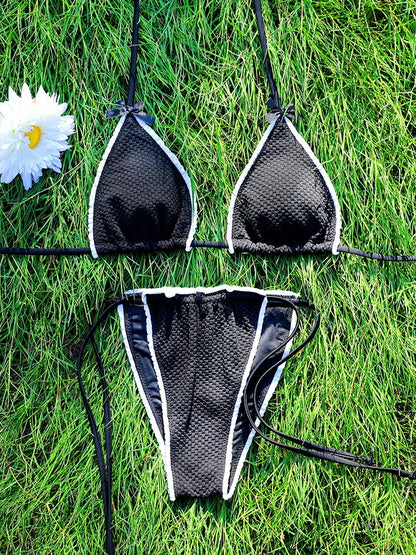 Zrtak NEW 2025 Bikinis Sexy String Adjust Swimwear Women Bath Suit Triangle Cup Bikini Sets Thong Halter Micro Swimsuit Bandage