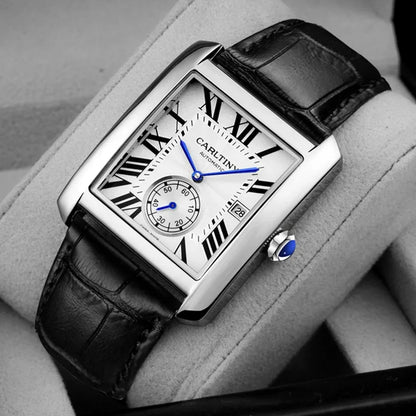 Luxury Automatic Watch Men Mechanical Wristwatches Top Brand Dress Watches Square Stainless Steel Waterproof Clock CARLTINY 2023