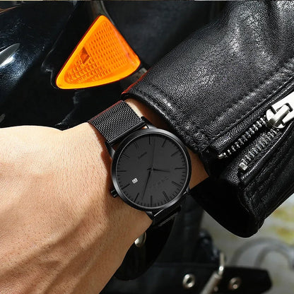 Watch for Men, Stainless Steel 40mm with Mesh Strap Mens Watches,Classic Ultra Slim 7mm Men's Wrist Watches Automatic Minimalist