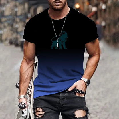 Trendy and fashionable new men's T-shirt 3D printed gradient printed top summer streetwear O-neck plus size pullover