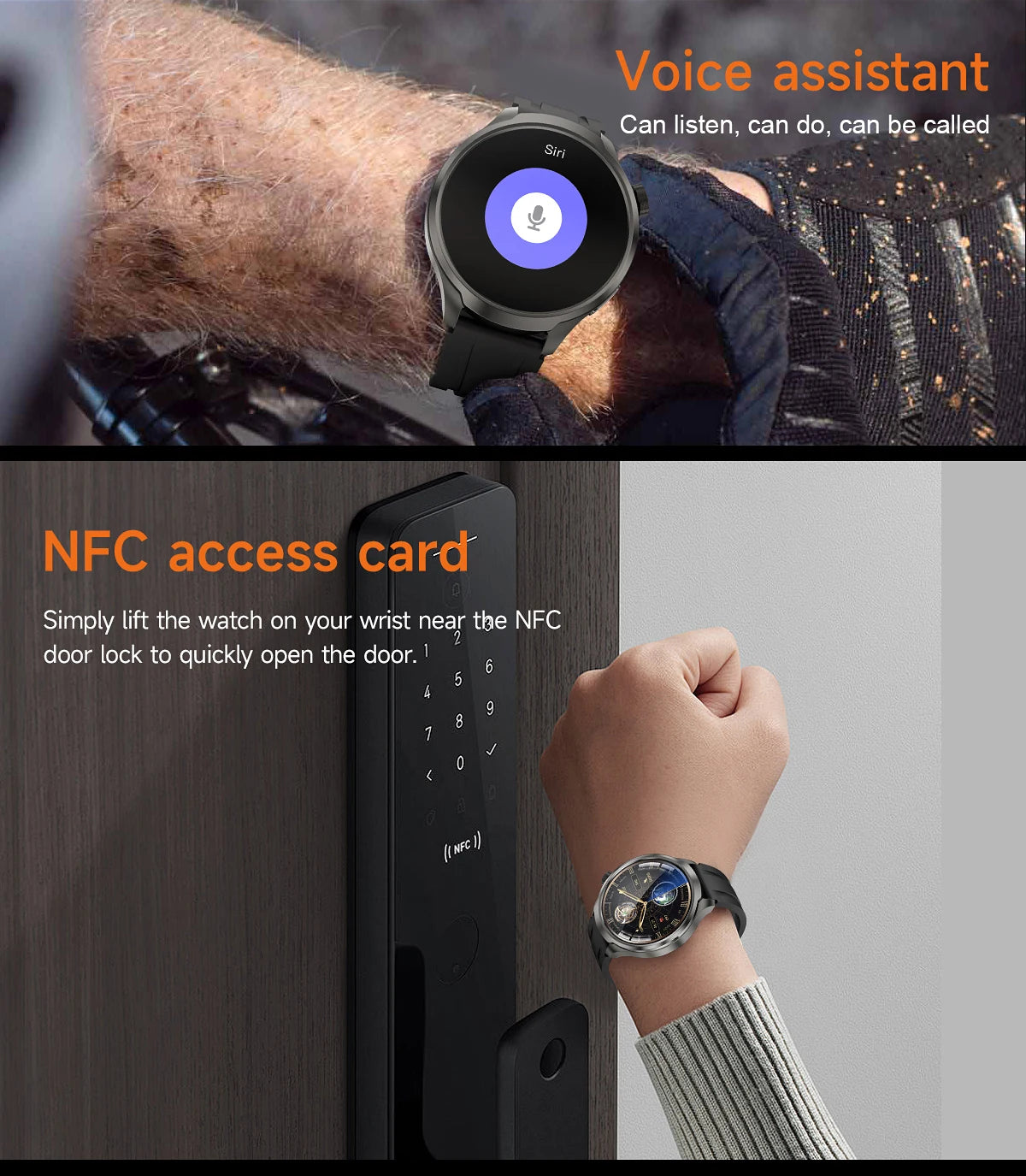 New 1.85"AMOLED NFC GPS Smart Watches For man IP68 Waterproof Blood Pressure Body Temperature Sport Fitness tracker Smart Watch