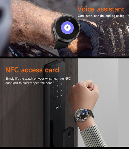 New 1.85"AMOLED NFC GPS Smart Watches For man IP68 Waterproof Blood Pressure Body Temperature Sport Fitness tracker Smart Watch