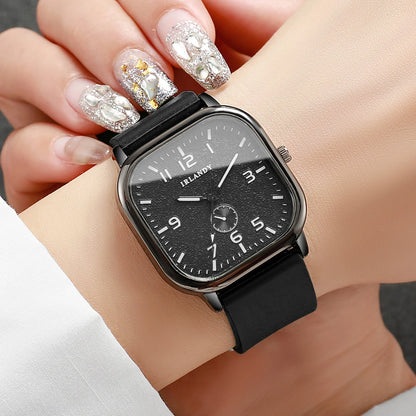 Fashion Square Women's Watch Casual Silicone Strap Quartz Watches Sports Wristwatch For Men Women Students（Without Box）