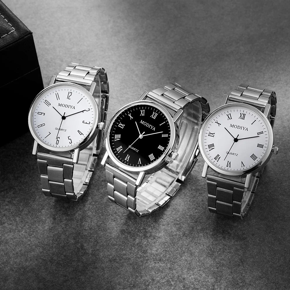 Fashion Men's Watch Casual Silver Alloy Band Male Business Quartz Watches Clock Wristwatches