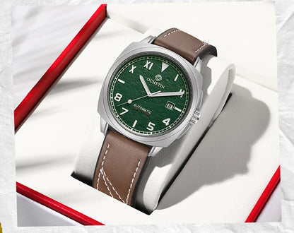 OCHSTIN Men's Automatic Mechanical Movement Watches Man Leather Strap Wristwatch Waterproof Master Series Luminous Hand Watch