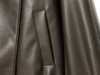 Women's Jacket Fall 2025 New Black Long Sleeve Pebble Faux Leather Jacket Motorcycle Style Personality Fashion