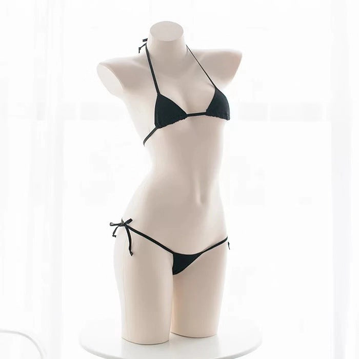 Amine Cute Girls Bikini Set Japanese Student Cosplay Swimsuit Halter Bandage Low Waist Swimwear Women Sexy Bathing Suit Bikinis