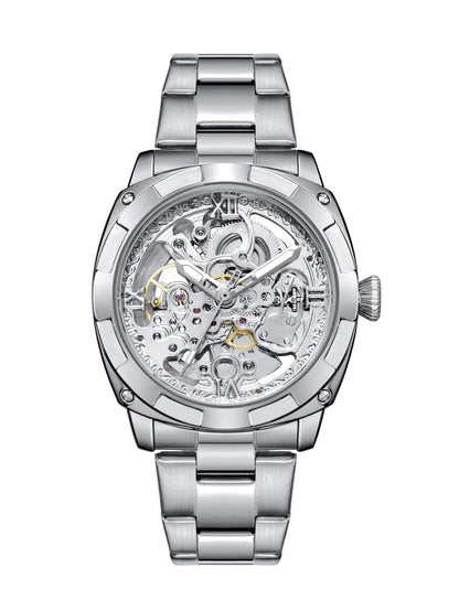 Men automatic watch luxury mechanical watches waterproof skeleton  wholesale stainless steel gift watch