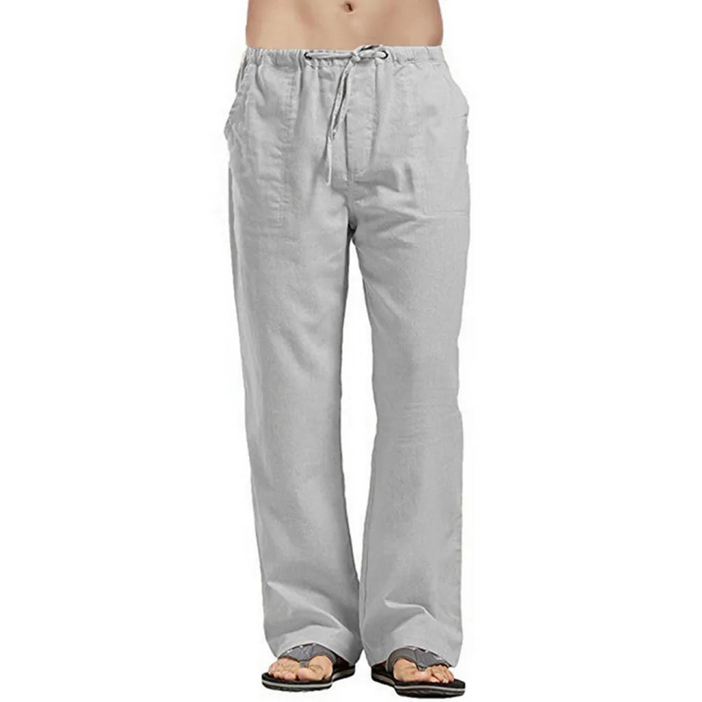 Fashion Mens Linen Wide Pants Korean Trousers Oversize Sports Streetwear Male Spring Yoga Pants Casual Men Clothing Sweatpants