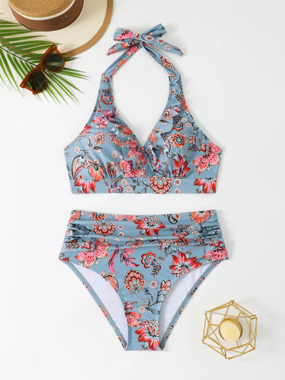 U-wire Bikinis 2026 Women High Waist Swimwear Solid Swimsuit Female Beachwear Summer Bathers Bathing Swimming Swim Suit XL