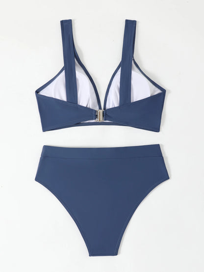U-wire Bikinis 2026 Women High Waist Swimwear Solid Swimsuit Female Beachwear Summer Bathers Bathing Swimming Swim Suit XL