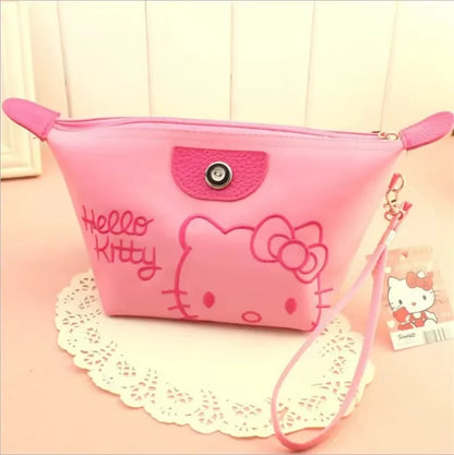 Hello Kitty Travel Makeup Bag Pen Bag Storage Bag Anime Cartoon Large Capacity Waterproof PU Handbag Gift for Girl Girlfriend