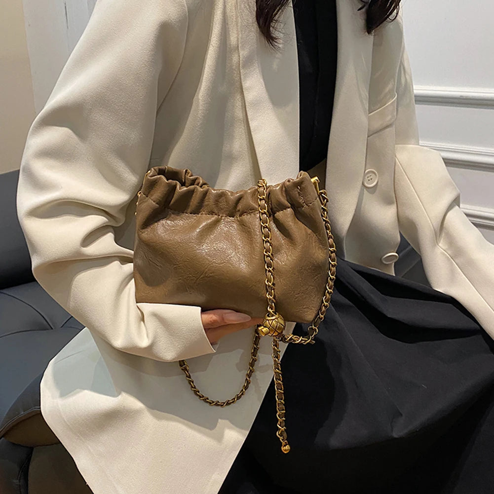 Women Crossbody Tote Bag PU Leather Pleatd Hobo Bag Versatile Messenger Bag Satchel Sling Bag Girl Stylish Purse