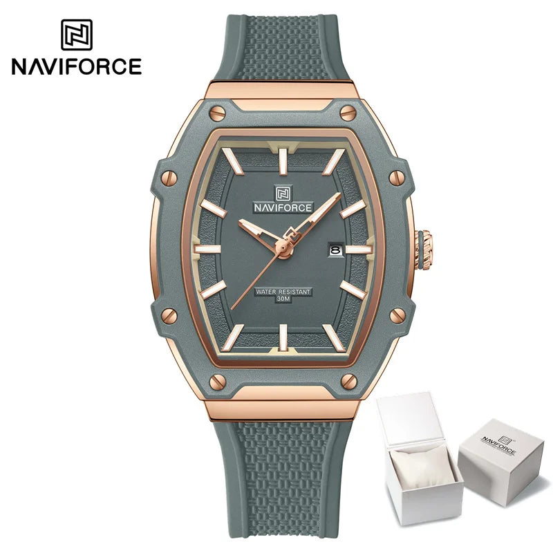 NAVIFORCE Elegant Ladies' Watch Fashion Luminous Pointer 3ATM Waterproof Calendar Display Silicone Strap Women's Quartz Watches