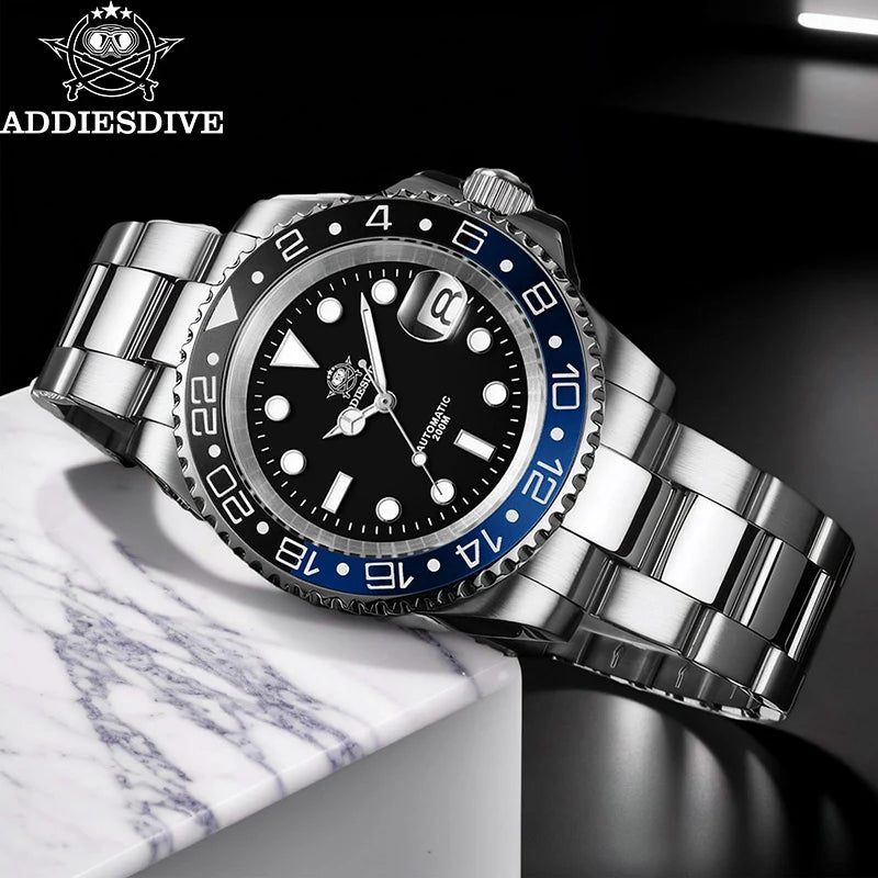 ADDIESDIVE AD2503 Luxury Men Automatic Watch 8215 Movement Sapphire Glass Diving Watches 200M Waterproof Mechanical reloj hombre