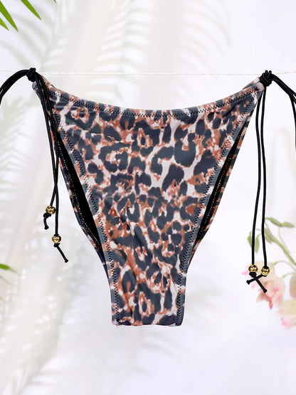 Miyouj 2025 Bikini String Swimsuit Sexy Female Bathsuit Women Swimwear High Cut Bathwear Bandage Biquini Leopard Two Pieces Suit