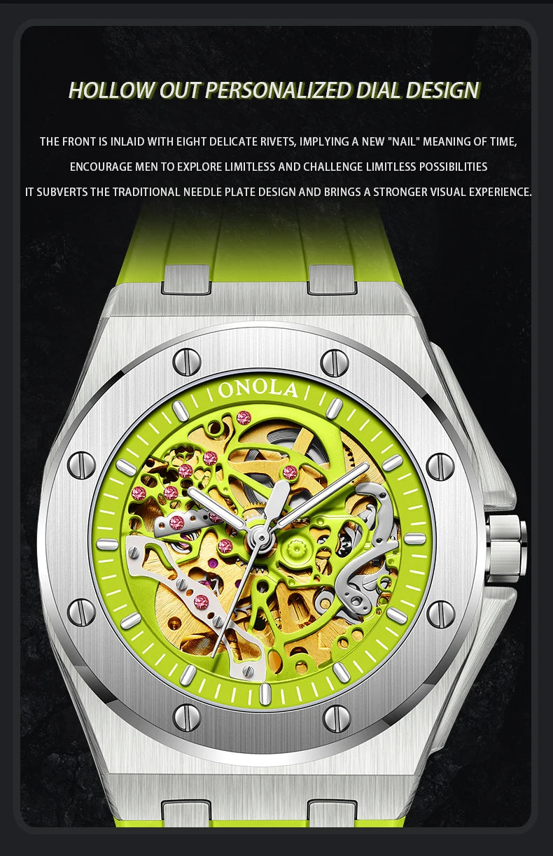 ONOLA Watch Top Brand Luxury Sports Men Wristwatch Waterproof  Automatic Mechanical Watches Relogio Masculino
