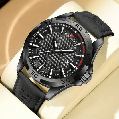 VAVA Brand Men Fashion Quartz Watches Male Leather Strap Sport Waterproof Wristwatches CalendarClock Relogio Masculino