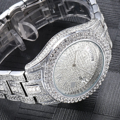 Full Iced Out Watch For Men Luxury Gold Hip Hop Diamond Quartz Mens Watches Waterproof Day Date Clock Best Selling Product 2023