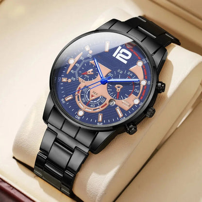 Fashion Decorative Three-eyes Dial Men Business Watches Luxury Quartz Wristwatches with Calendar Clock Reloj Hombre（Without Box）