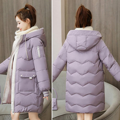 2025 New Women Long Down Cotton Jacket Korean Loose Cotton Coat Winter Thicken Warm Women Parkas Winter Female Hooded Coat