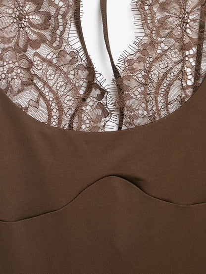 KONDALA 2026 Woman Sexy Night Party Pink Bodysuits Patchwork Lace Sleeveless Streetwear Slim Bodysuits Fashion Mujer Sheath Tops