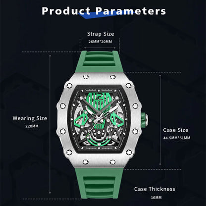 RUIMAS Tonneau Dial Automatic Movement Watches for Men Fashion Sport Mechanical Wristwatch Waterproof Clock Reloj Hombre 341