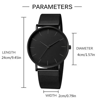 Fashion Ultra Thin Creative Black Stainless Steel Quartz Watches Men Simple Fashion Business Wristwatch Clock Male Relogios