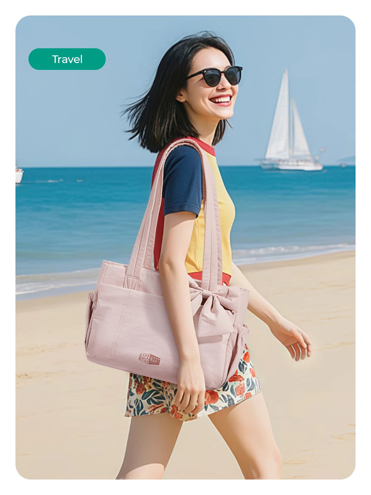 BAGSMART Versatile Travel Tote Bag Women Commuting Bag Multiple Pockets Messenger Handbag College School Shoulder Bag