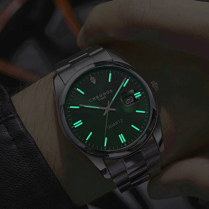 CHRONOS Top Brand Luxury Man Wristwatch Waterproof Luminous Date Men Watches Stainless Steel Quartz Men's Watch Male reloj