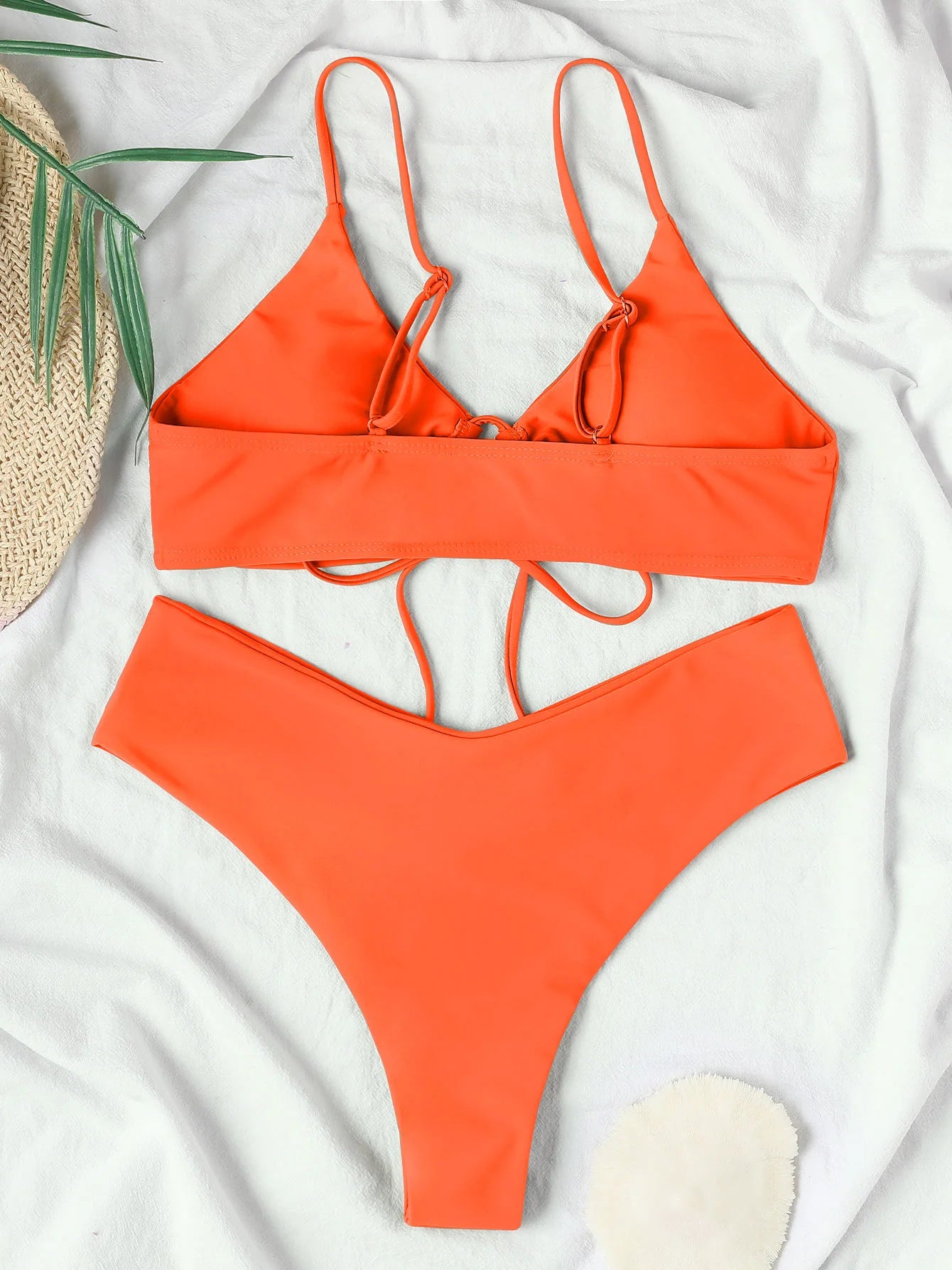New High Elastic Bikini Set for 2025 Summer Two Pieces Solid Color Lace-up Sexy Women Swimsuit Beach Bathing Suit Swimwear