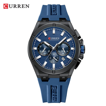 CURREN 8487 Casual Men's Quartz Wristwatch Multifunctional Chronograph Calendar Outdoor Sports Luminous Fashion Watches for Man