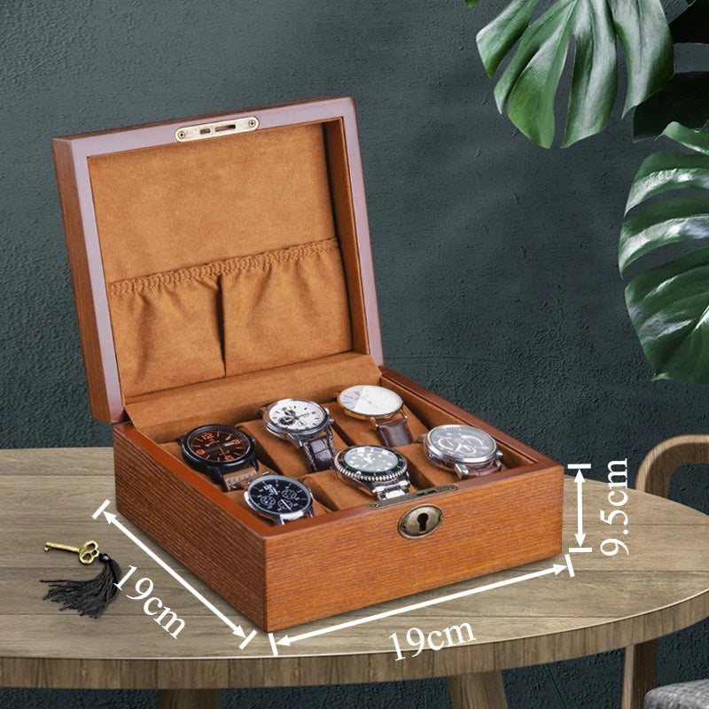 Wooden Watch Box Luxury Mechanical Watch Boxes Men Portable with Lock Watches Case Waterproof Cases for Wrist Watch Organizer