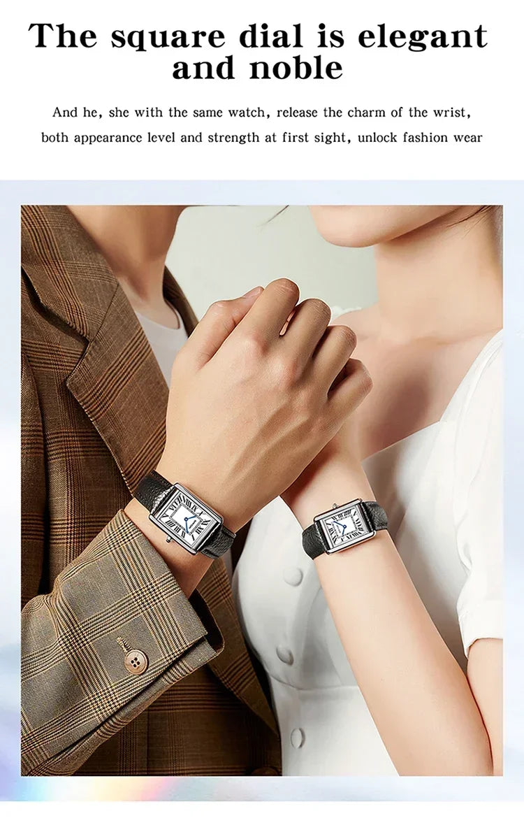 SANDA 9031/1108 Luxury Couple Quartz Watches for Men & Women, Waterproof Sport Casual Watch, Scratch Resistant Leather Strap
