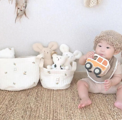 Cute Bear Embroidery INS Baby Bag Diaper Bag Caddy Nappy Cart Mummy Maternity Bag for Newborn - Storage Organizer for Toys And D