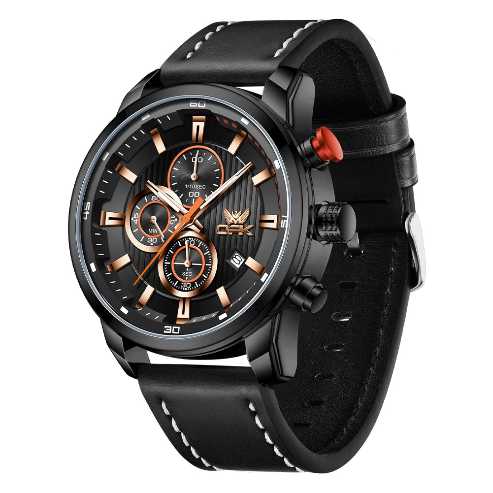 OPK 6083 Men's Quartz Watch Leathar Strap Luxury Luminous 30m Waterproof Modern Business Watches For Men