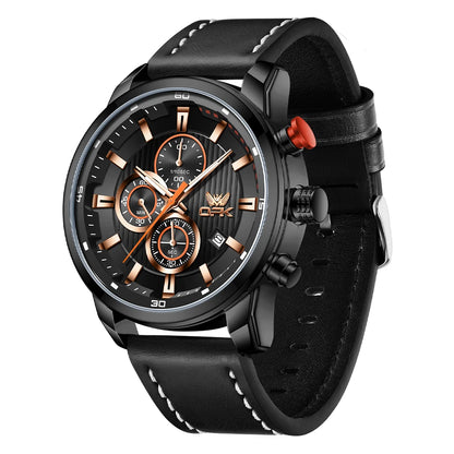 OPK 6083 Men's Quartz Watch Leathar Strap Luxury Luminous 30m Waterproof Modern Business Watches For Men