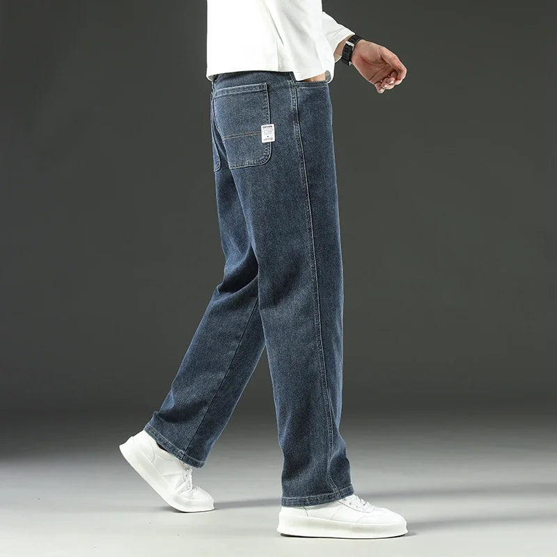 2026 New Spring and Autumn Men's Jeans, Loose, Comfortable, Straight, Business Casual, Versatile Wide-leg Business Trousers