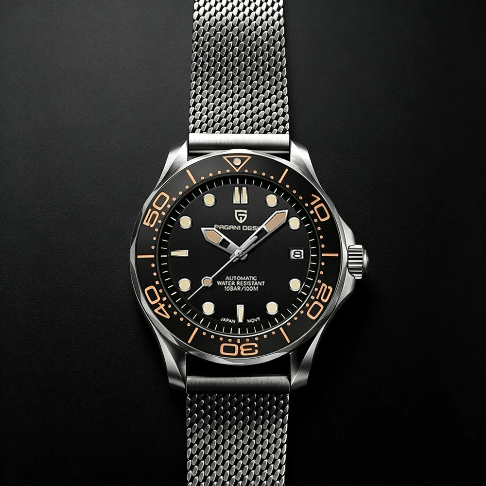 PAGANI DESIGN Men's Watches 2026 Luxury Mechanical Wristwatches Automatic Watch For Men AR Sapphire Ceramic Bezel Luminous Clock