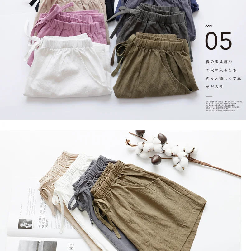 Summer Cotton Linen Shorts Women High Waist Oversize Shorts Short Pants Women Fashion Casual Sports Shorts Female S-XL