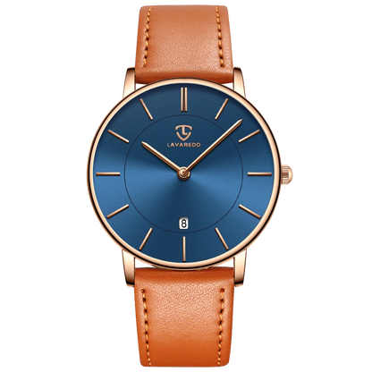 Mens Watches, Minimalist Fashion Simple Wrist Watch for Men Analog Date with Leather Strap