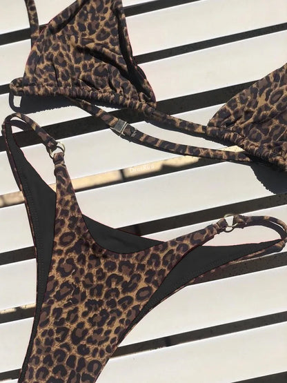 High Cut Micro Bikini Women Leopard Bandage Push Up Swimsuit Sexy Bathing Suit Padded Thong Swimwear Biquini Trajes De Baño 2026
